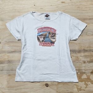 Y2K Harley Davidson T Shirt Womens Sz L White Pink Graphic 2008 Biker Tee Nevada